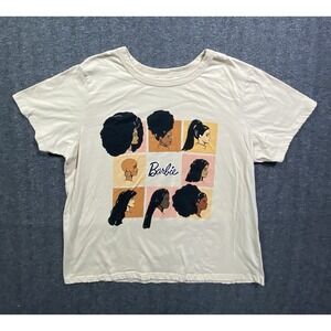 Barbie Graphic T-Shirt Beige Diverse Hairstyles Crew Neck XL